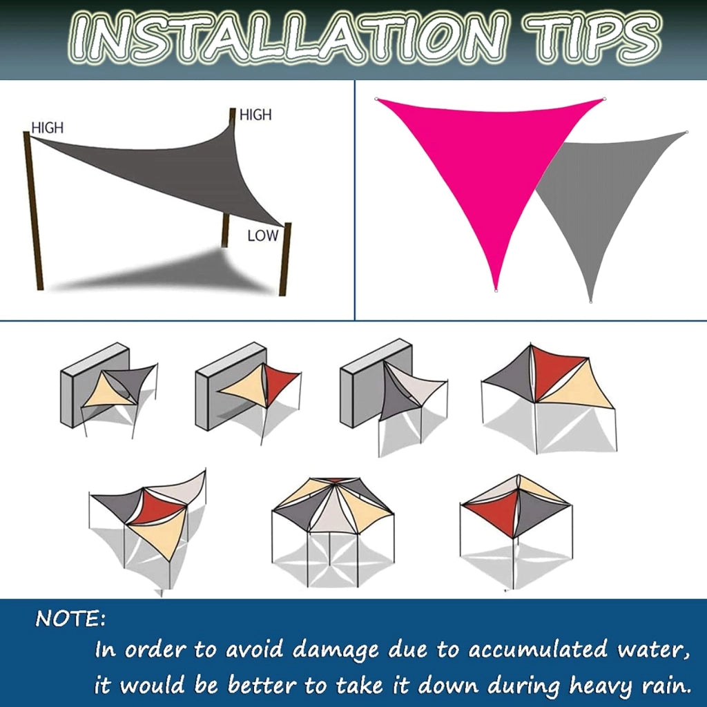 Tenda parasole a vela impermeabile per esterni, per patio, giardino, cortile, piscina, garage coperto, protezione UV, tessuto durevole