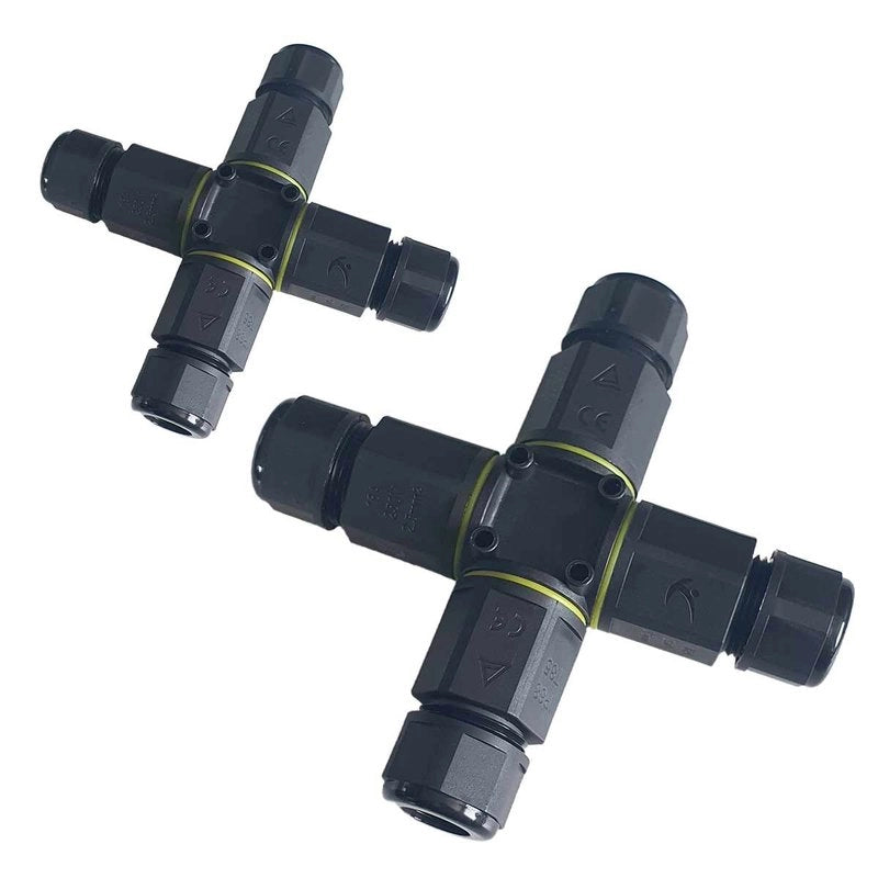 2 Connettori Giunta X IP68 Senza Viti 3 Posti per Cavo Elettrico 6 12mm 122x30mm