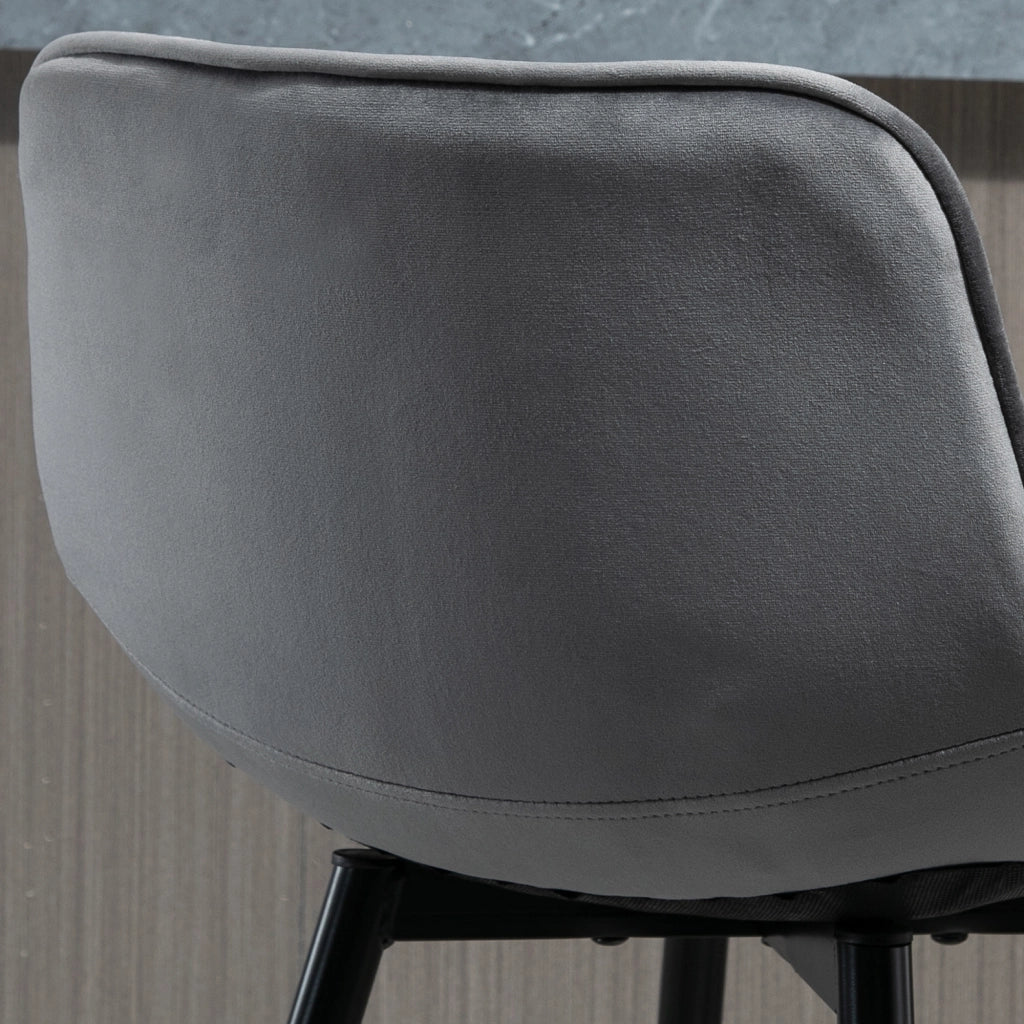 EasyComfort Set 2 Sgabelli Alti da Bar con Sedie Imbottite e Poggiapiedi Stile Nordico, con schienale in Velluto, 45x47x88cm, Grigio