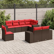 Set Divani da Giardino 8 pz con Cuscini Marrone in Polyrattan 3222843