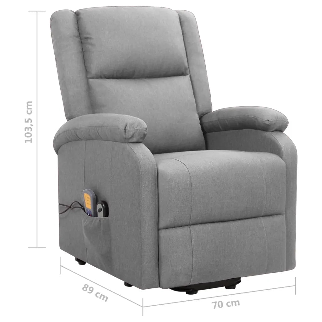 Poltrona Alzapersona Massaggiante | Sedia Relax Grigio Chiaro Tessuto