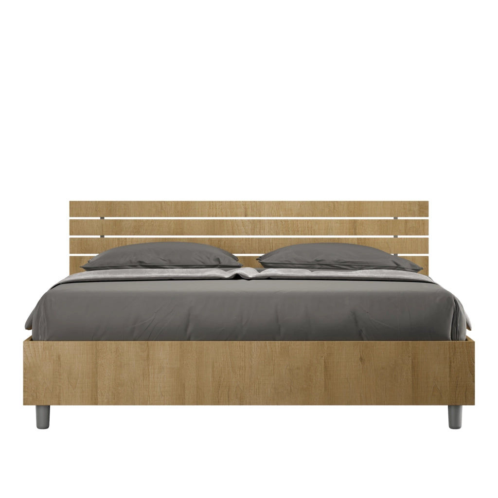 Letto contenitore doppia alzata 160x200 testata inclinata con doghe quercia Ankel