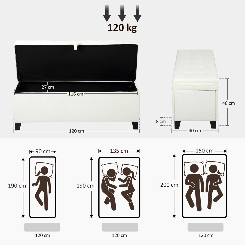 Pouf con contenitore ¨C zephmum ¨C cr¨¨me 120x40x48 cm