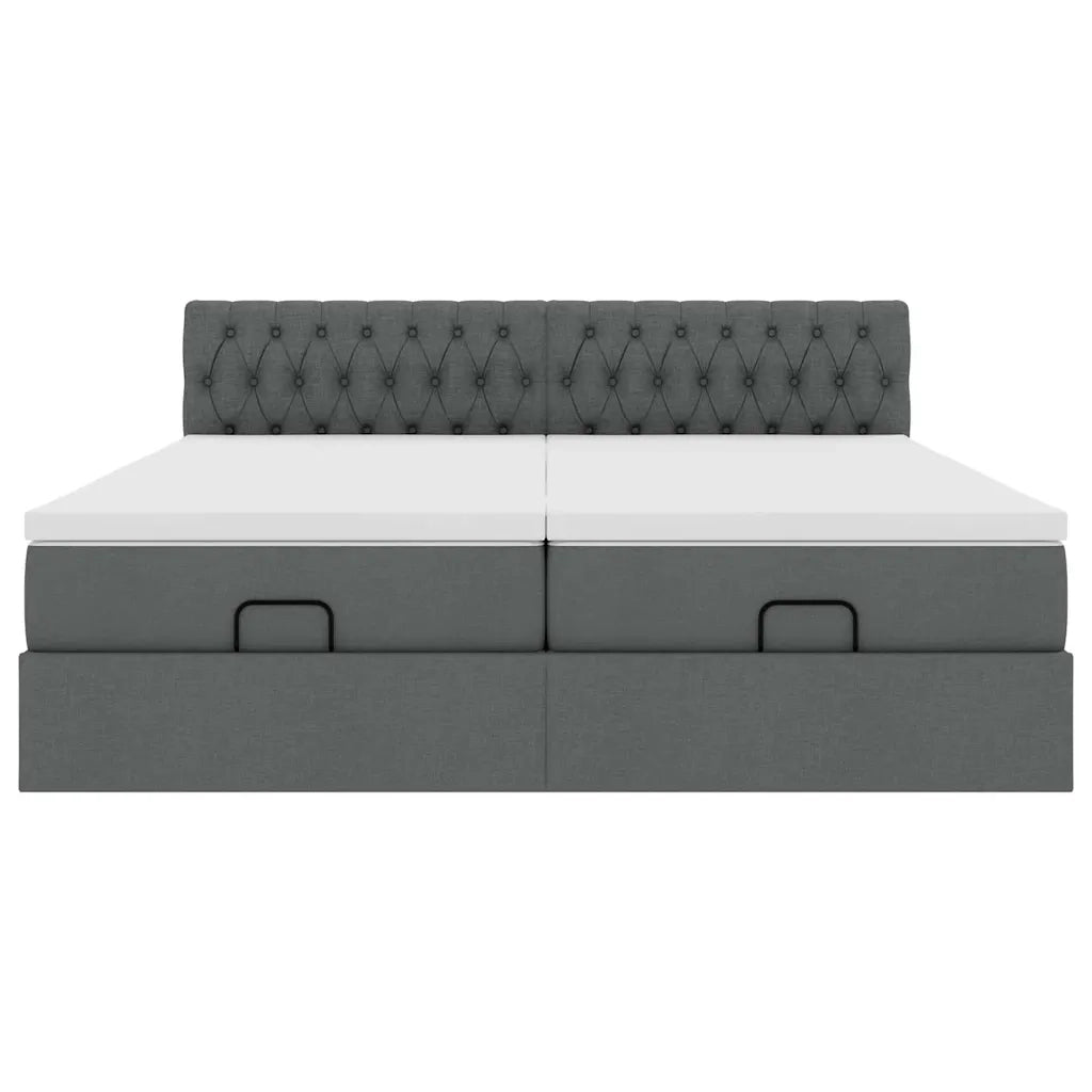 Struttura Letto Pouf con Materassi 200x200 cm in Tessuto