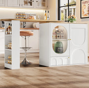 Isola cucina girevole con contenitore 138x39x105 cm bianca