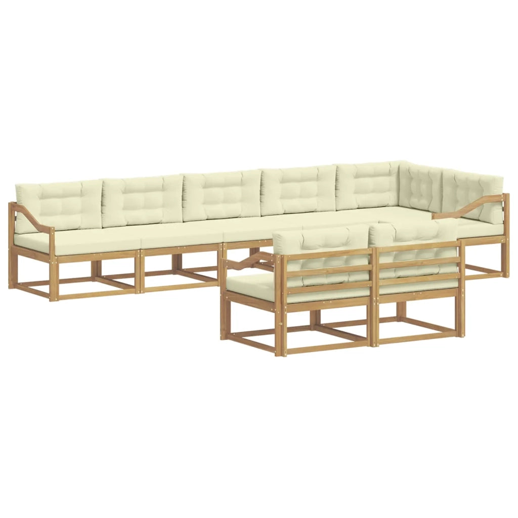 Set di divani da esterno 6 pz Bianco e Crema Poliestere 3386634