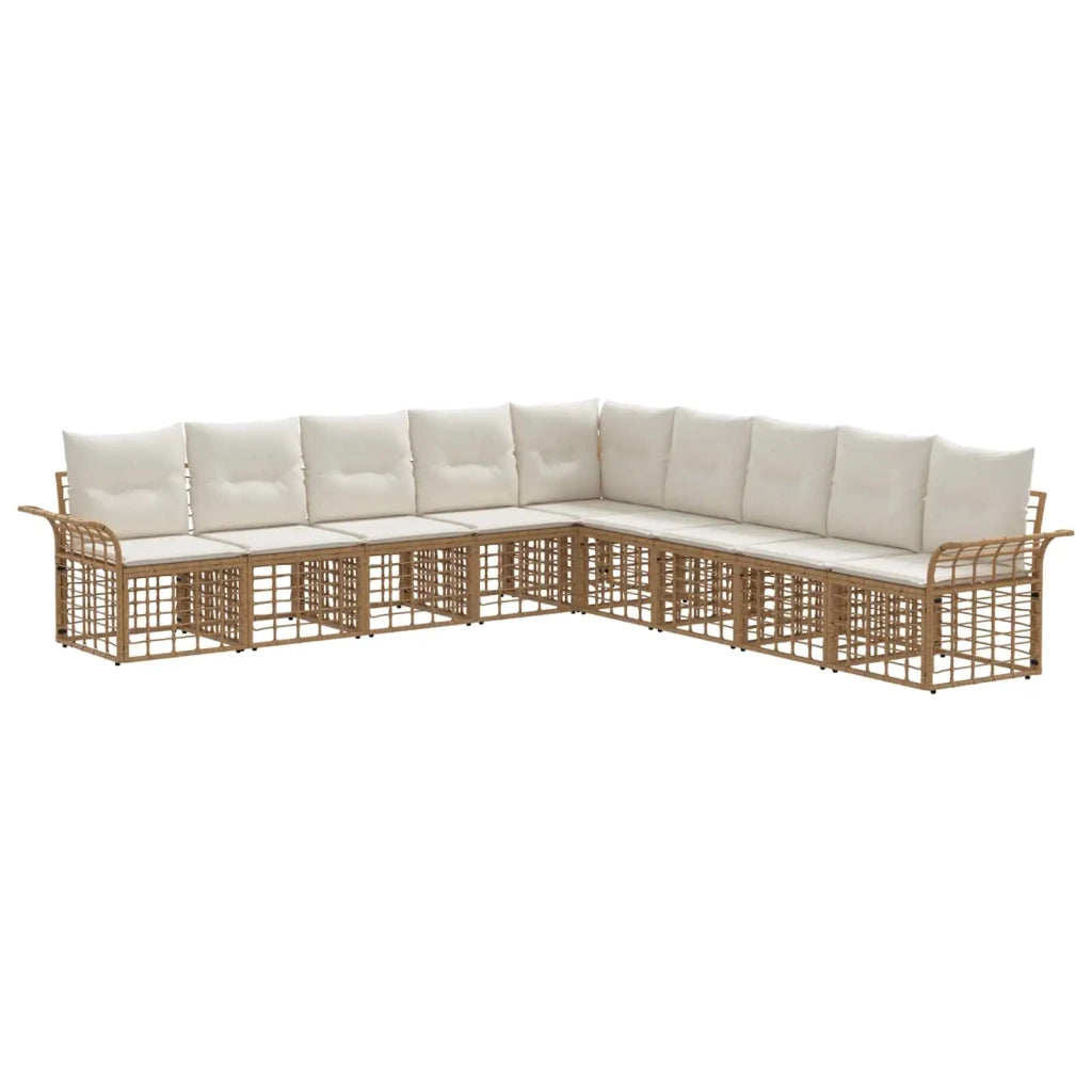 Set di divani da esterno 9 pcs Naturale e Bianco Crema
