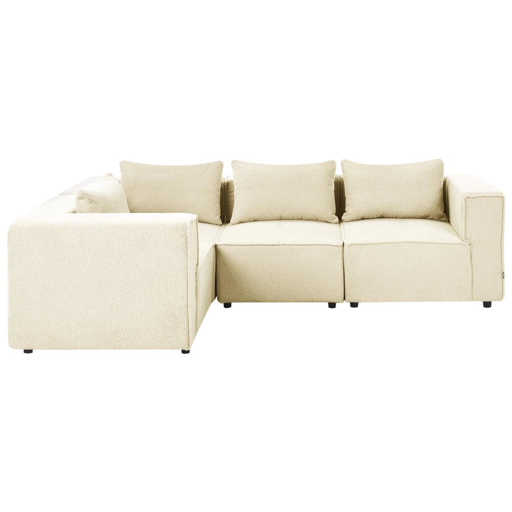 Divano a 4 posti in tessuto bouclè bianco sporco modulare lato destro stile minimale moderno