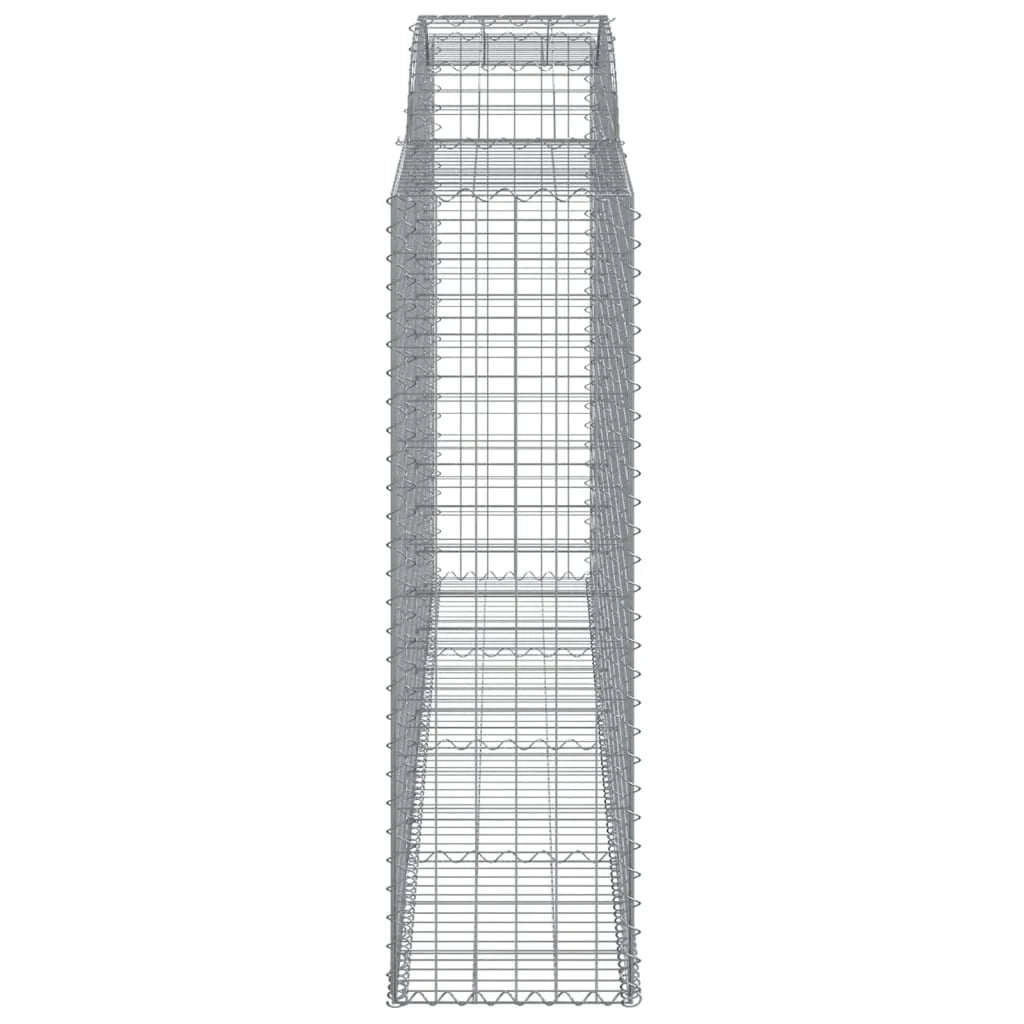 Cestini gabbioni recinzione a gabbia muro di contenimento ad arco 10 pezzi 300 x 50 x 160/180 cm ferro zincato argento 02_0040265