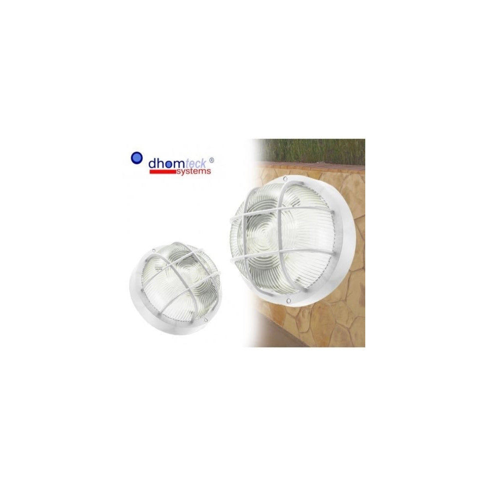 Trade Shop - Plafoniera Applique Tonda Griglia Tartaruga Bianca Campana In Vetro Attacco E27 -