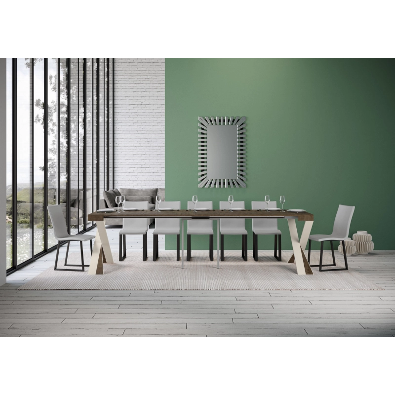 Consolle allungabile 90x40/300 cm Diago telaio Bianco - Noce