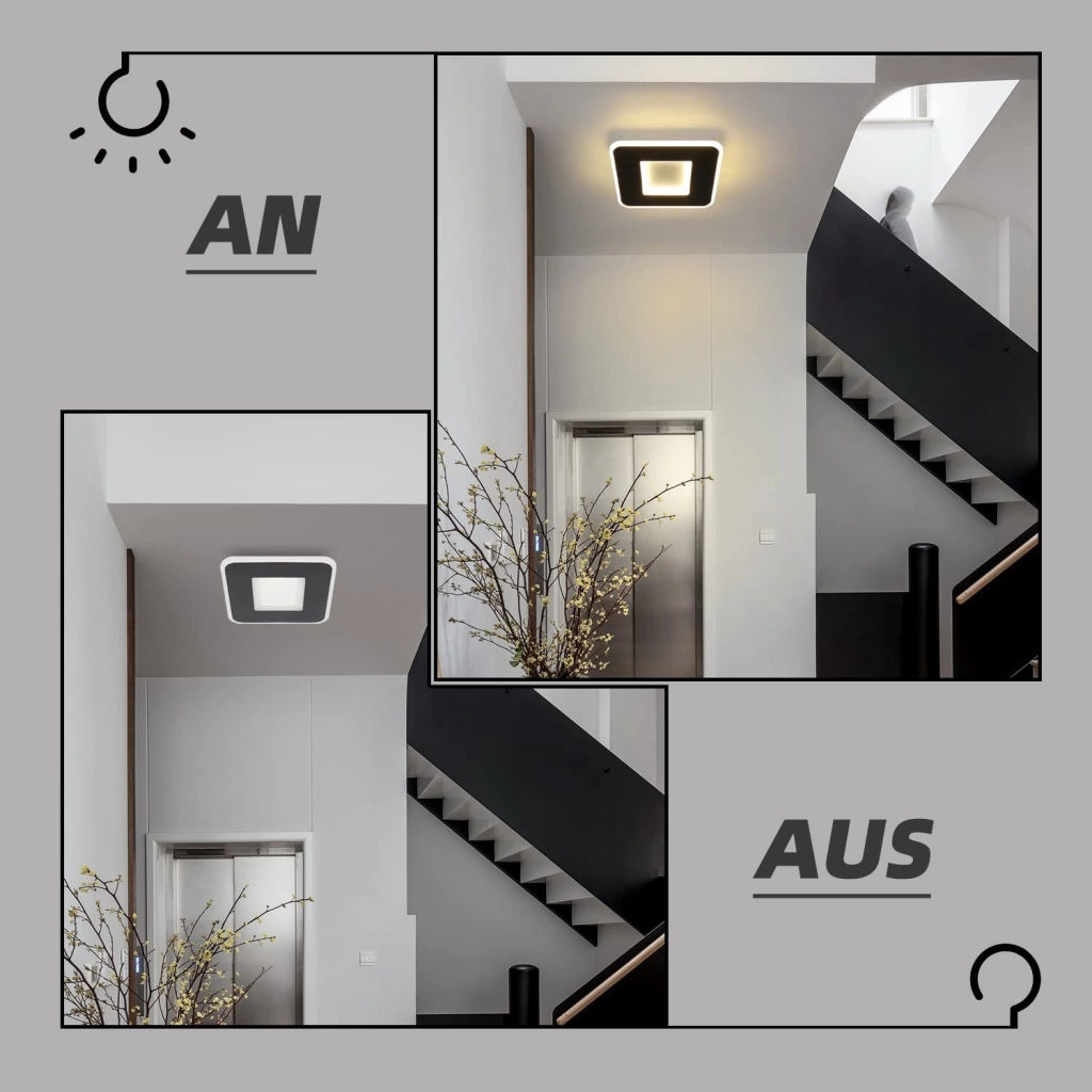 ZMH Lampada da soffitto plafoniera LED bianco nera 24 cm per corridoio soggiorno