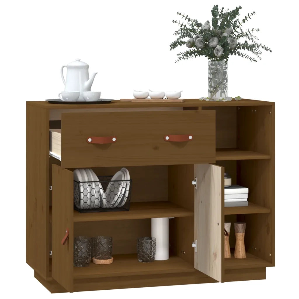Credenza Marrone Ambra 98,5x40x75 cm in Legno Massello di Pino