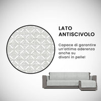 Copridivano in Poliestere con Penisola Destra Seduta 190 cm Grigio