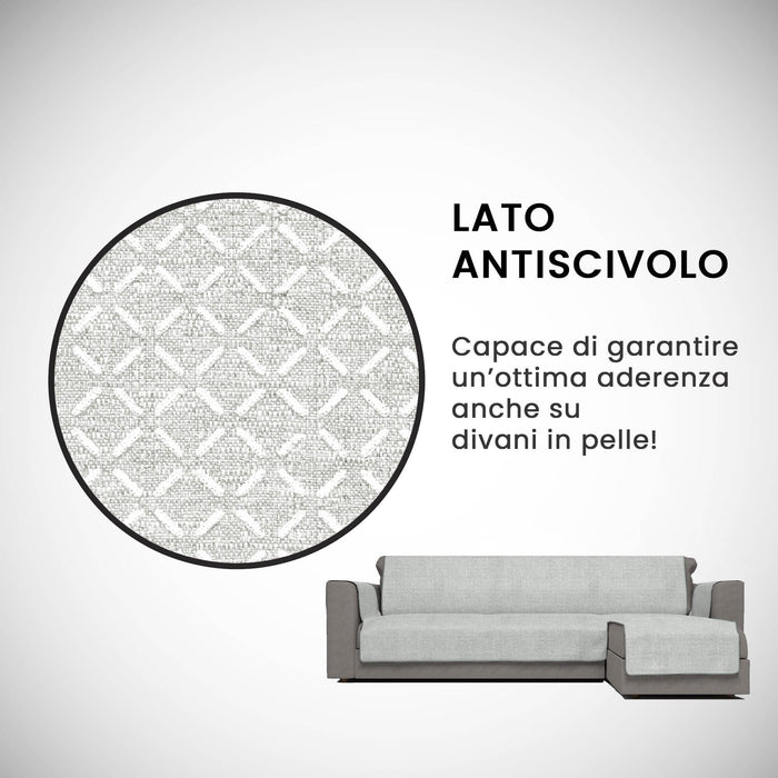 Copridivano in Poliestere con Penisola Destra Seduta 190 cm Grigio