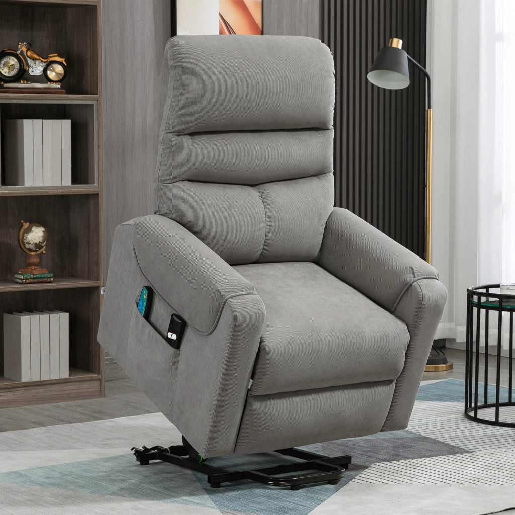 POLTRONA Relax Elettrica con Massaggio, Alzapersona e Riscaldamento, 79x97x103 cm Grigio Scuro