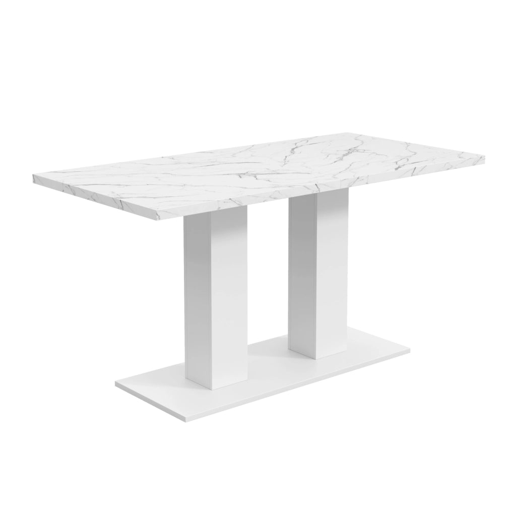 Tavolo da pranzo allungabile 140/180x70 cm in MDF bianco; per 4-8 persone