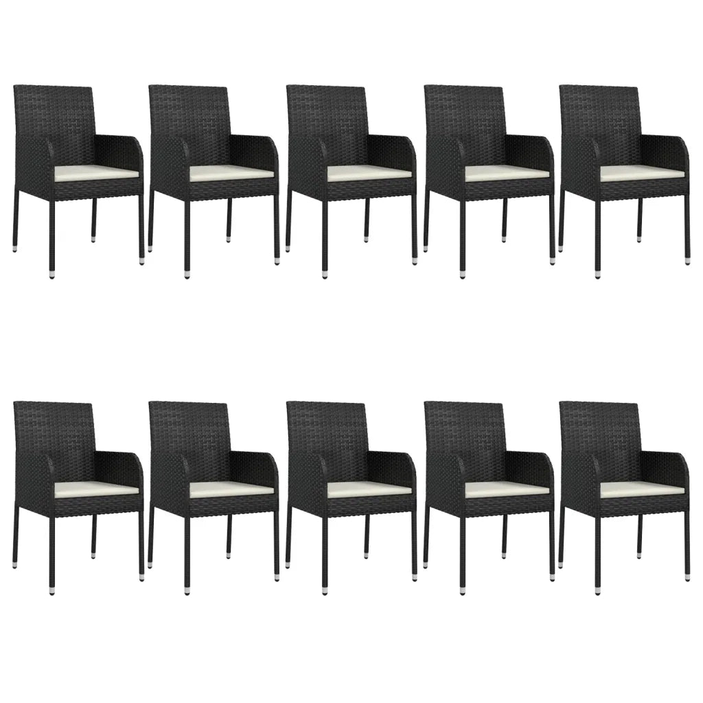 Set da Pranzo da Giardino 11 pz con Cuscini in Polyrattan Nero 3185160