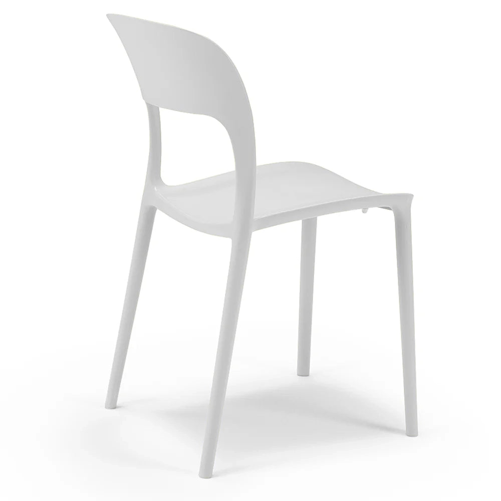 Set 6 sedie in polipropilene KATE, impilabile, resistente ai raggi UV, design moderno, ideale per sala da pranzo, cucina, sala d’attesa, bar, ristoranti o da esterno, colore Bianco