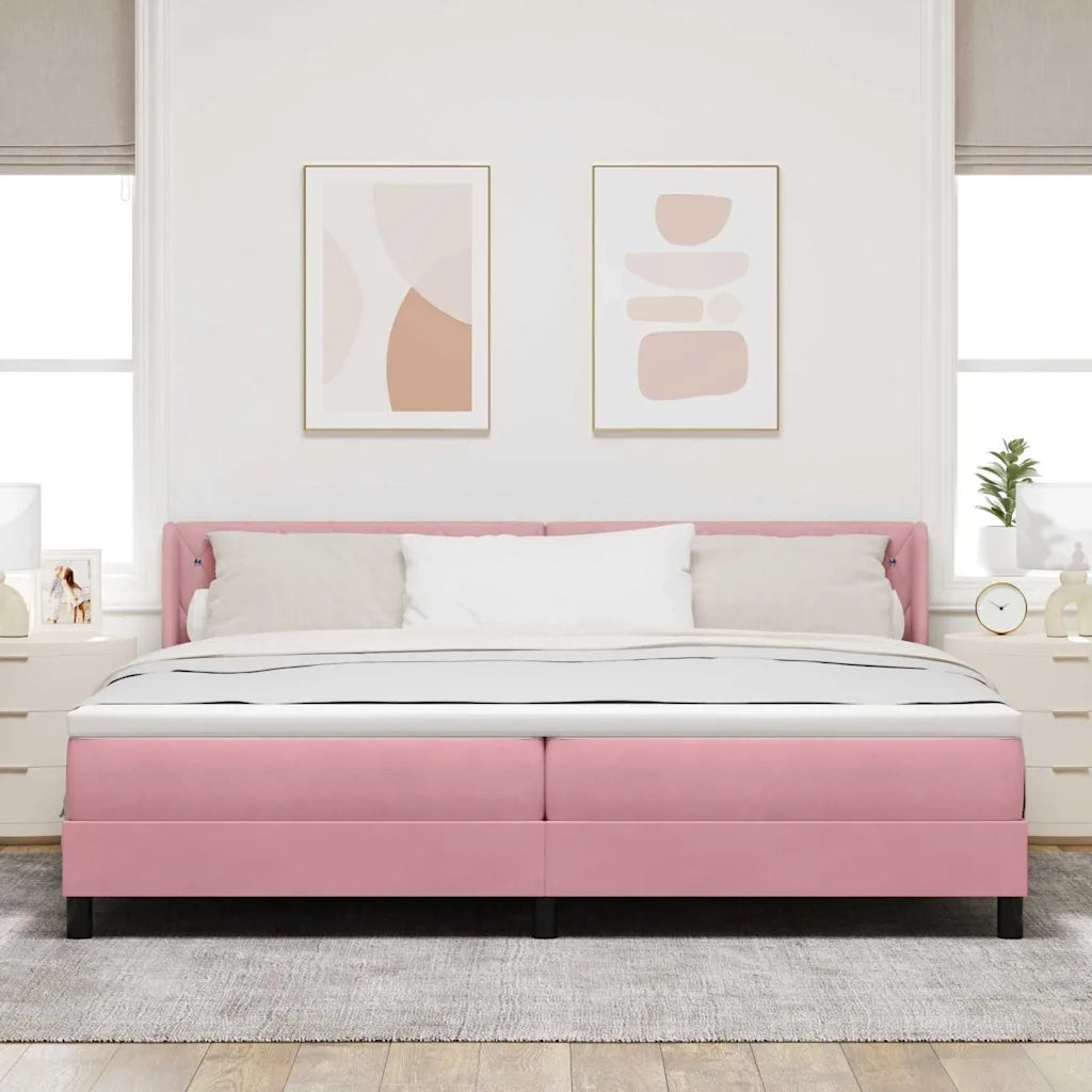 Letto a molle con materasso Rosa 200 x 200 cm Poliestere