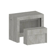 Set tavolo e sedie Badesi, Composizione multiuso, Set con consolle e 1 panca allungabili, 100% Made in Italy, 66x25h45 cm, Cemento