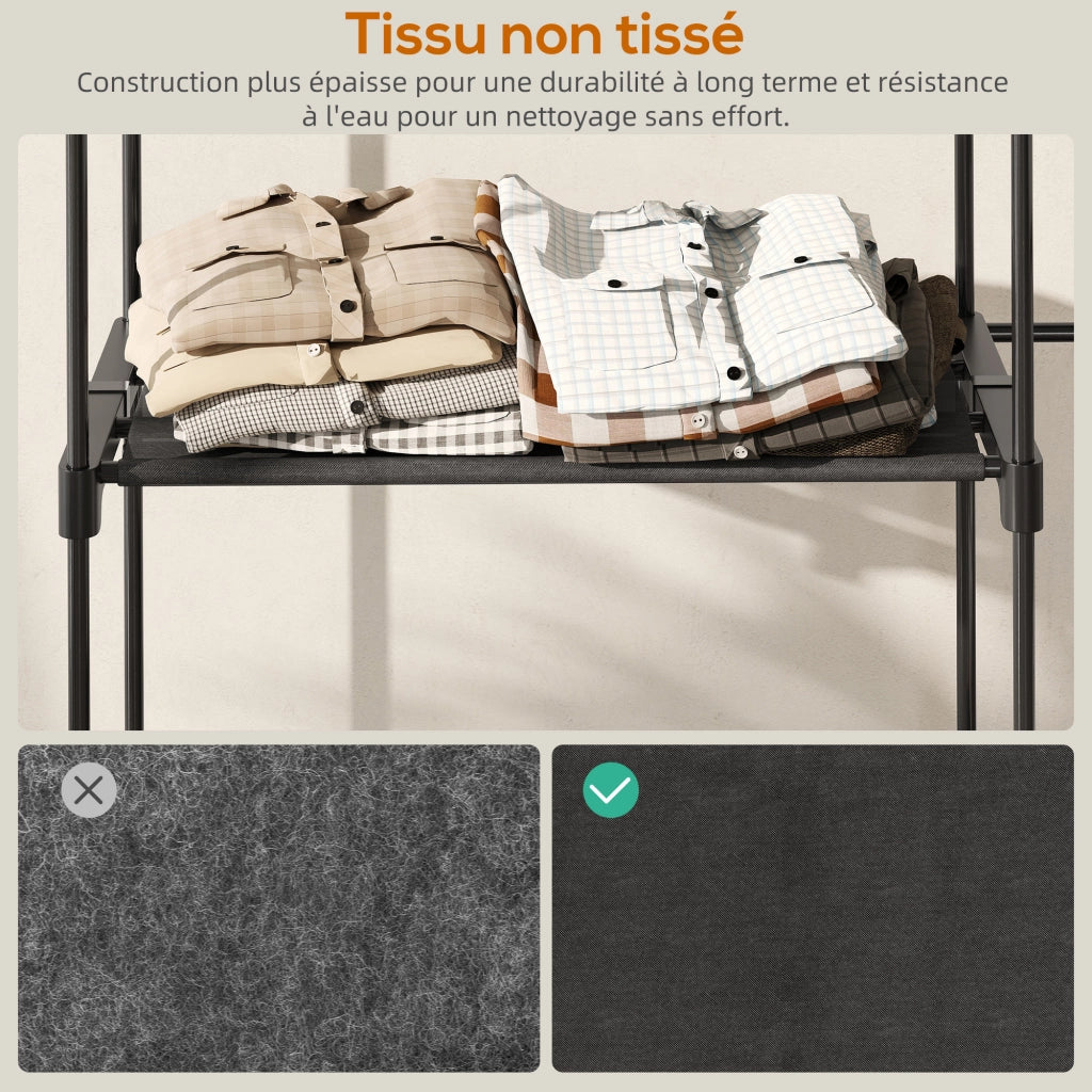 Armadio Guardaroba con Appendiabiti e Ripiani ¨C Zephmum ¨C Nero 142x43x185 cm