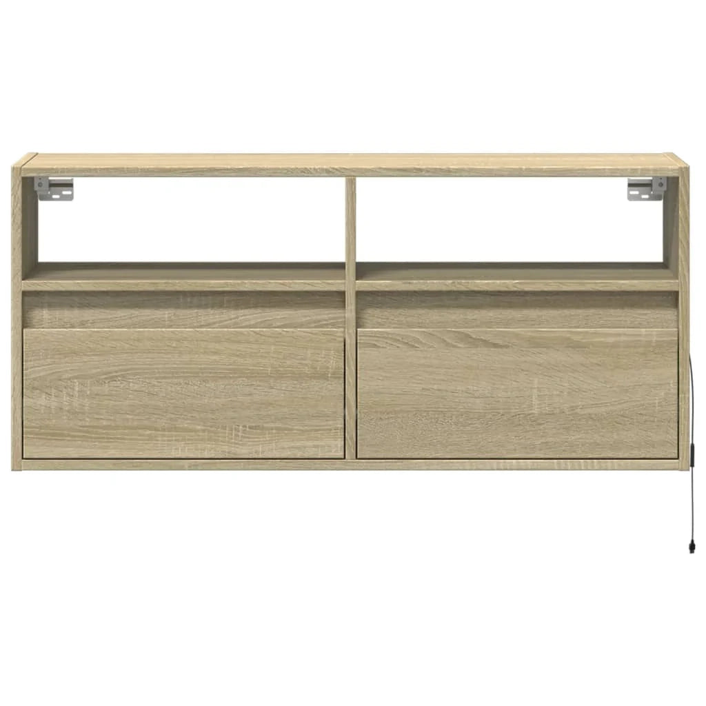 Mobile TV multimediale scaffale TV credenza mobile TV sala da pranzo soggiorno camera da letto a parete con luci LED rovere Sonoma 100 x 31 x 45 cm marrone 02_0028002