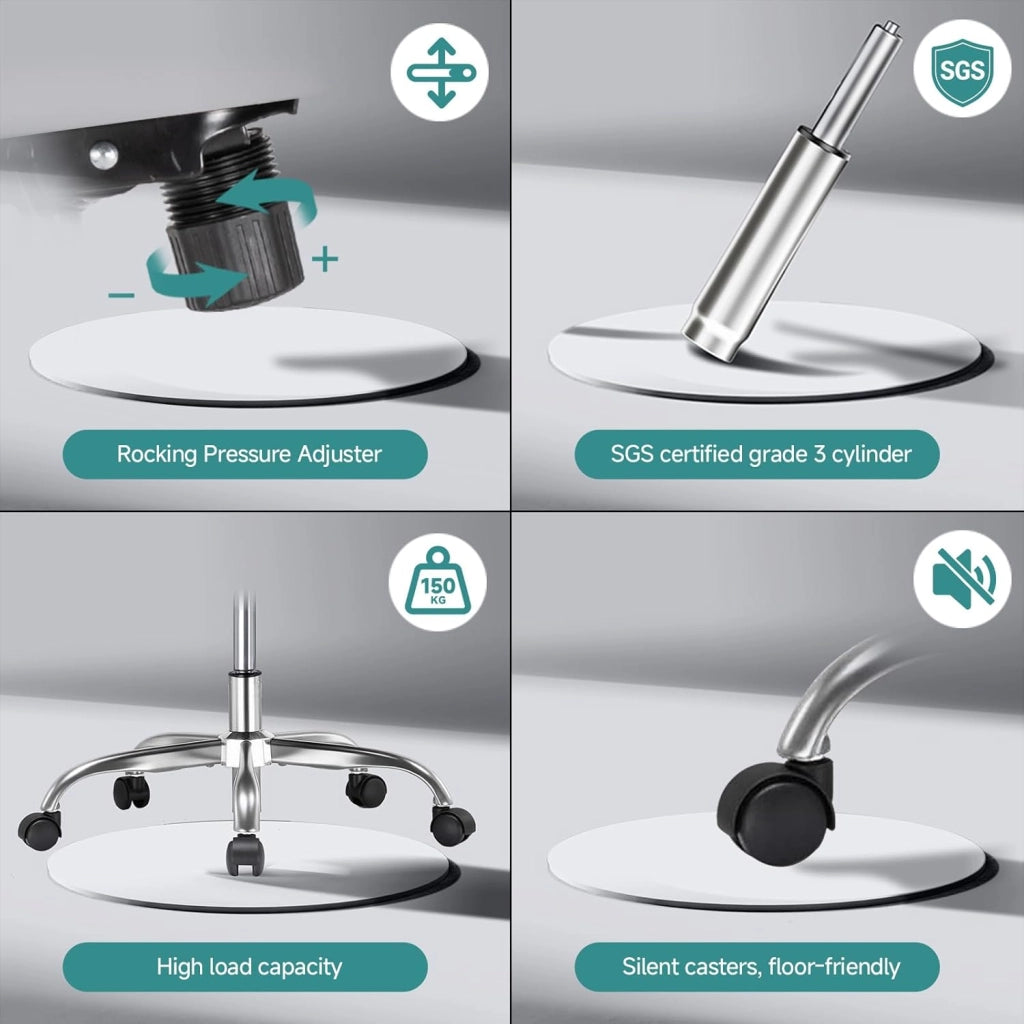Sedia da ufficio, sedia da scrivania, ergonomica, in rete a doppio strato, traspirante, supporto lombare adattabile, poggiatesta regolabile, per home office, sedia girevole da 150 kg, bianco