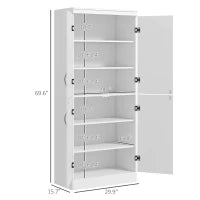 Credenza Cucina Alta con Armadietti e 4 porte 6 mensole di archiviazione, stile moderno, 76 x 40 x 177cm, bianco| Aosom Italy