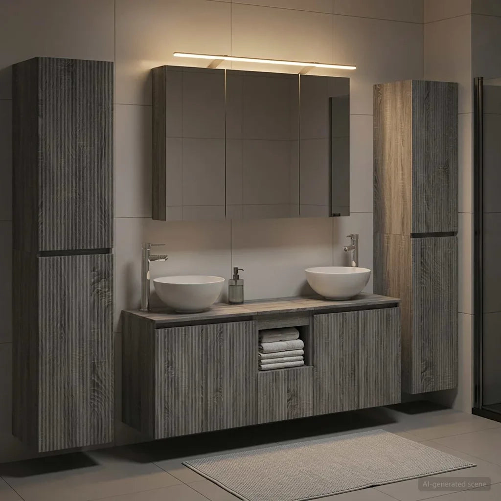 Set di mobili per il bagno 6 pcs Sonoma grigio 3407212