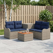 Set di divani 6 pz Grigio e Blu Navy Rattan sintetico e Acciaio 3447139