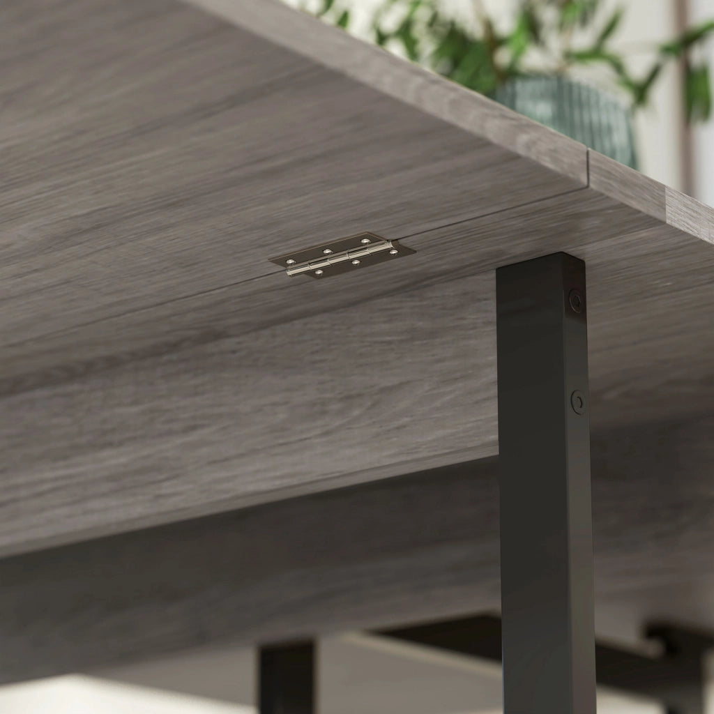 Tavolo Pieghevole da Pranzo a 2 Ribalte 133,4x80x75 cm in Legno e Metallo Grigio