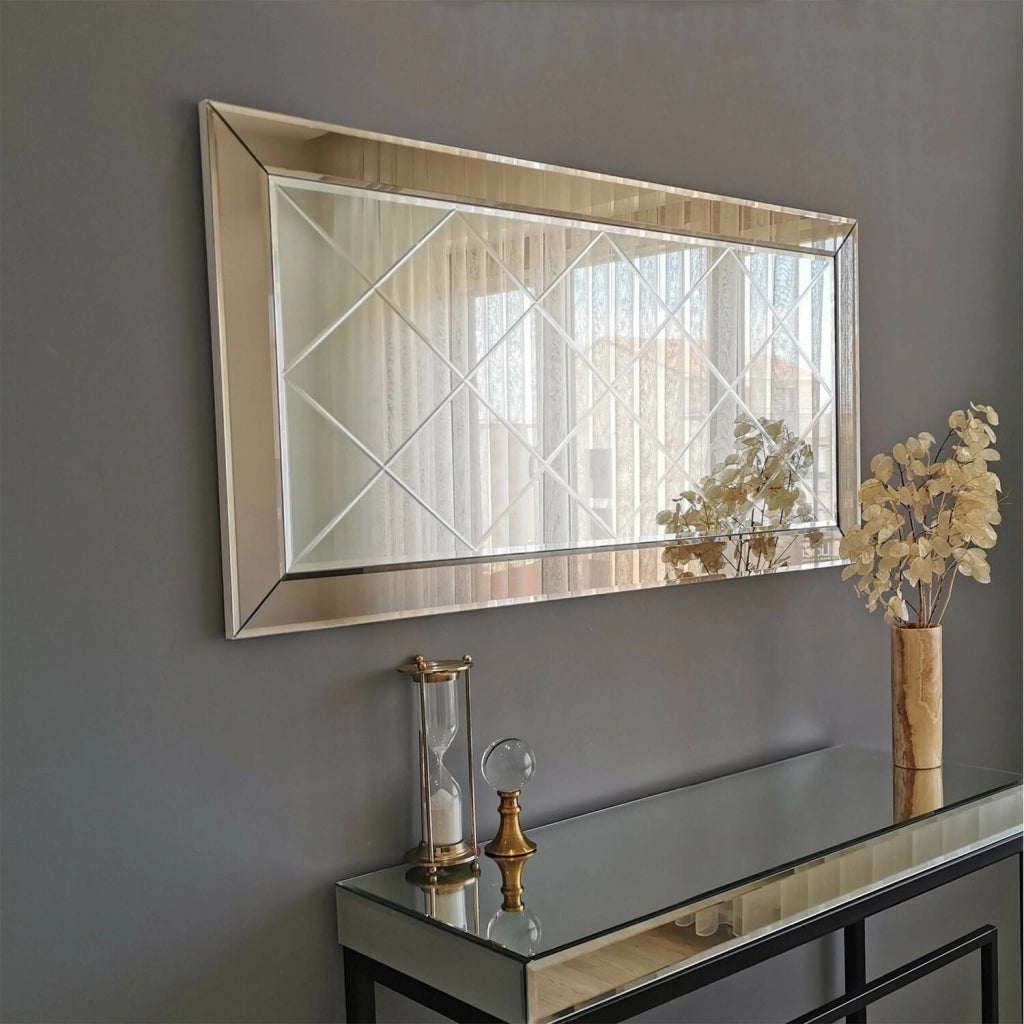 Tejat, Specchio Materiale Struttura in Legno Nobilitato, 2.2x62h cm Argento