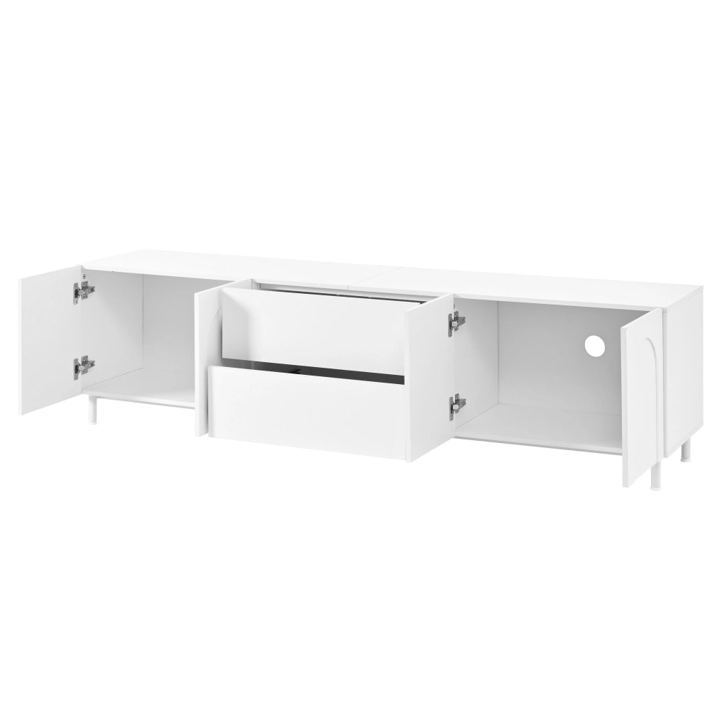 Mobile porta tv bianco 180 cm con 4 ante e 2 cassetti; design moderno per soggiorno