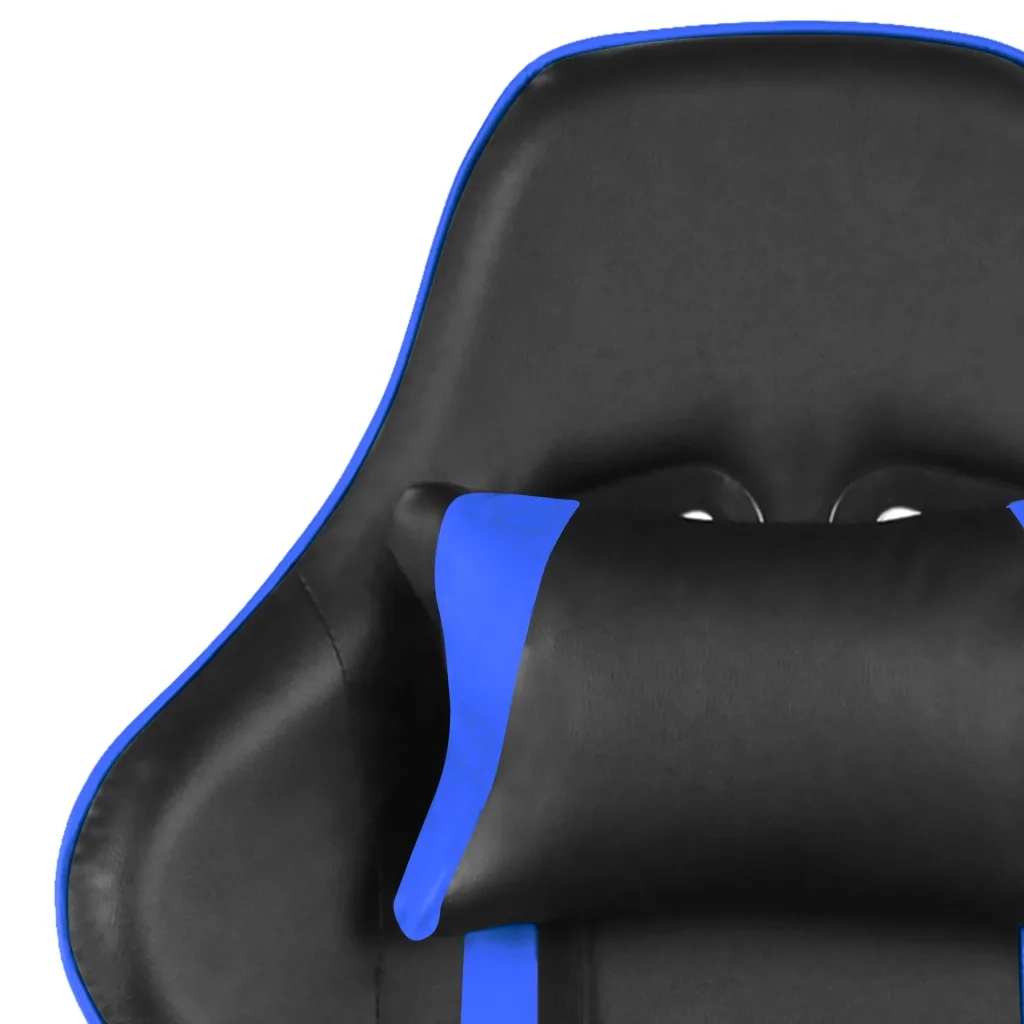 Sedia da Gaming Girevole con Poggiapiedi Blu in PVC 20485