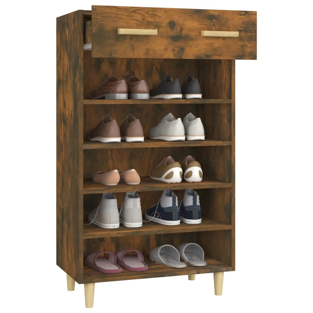 Scarpiera-Scaffale per scarpe Rovere Fumo 60x35x105 cm in Legno Multistrato