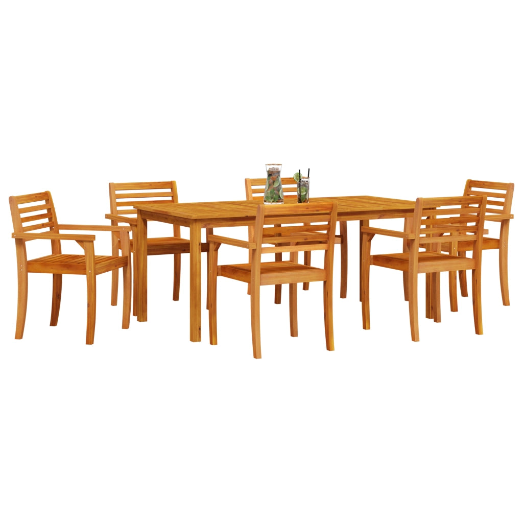 Set Pranzo Giardino 7 Pezzi in Legno di Acacia