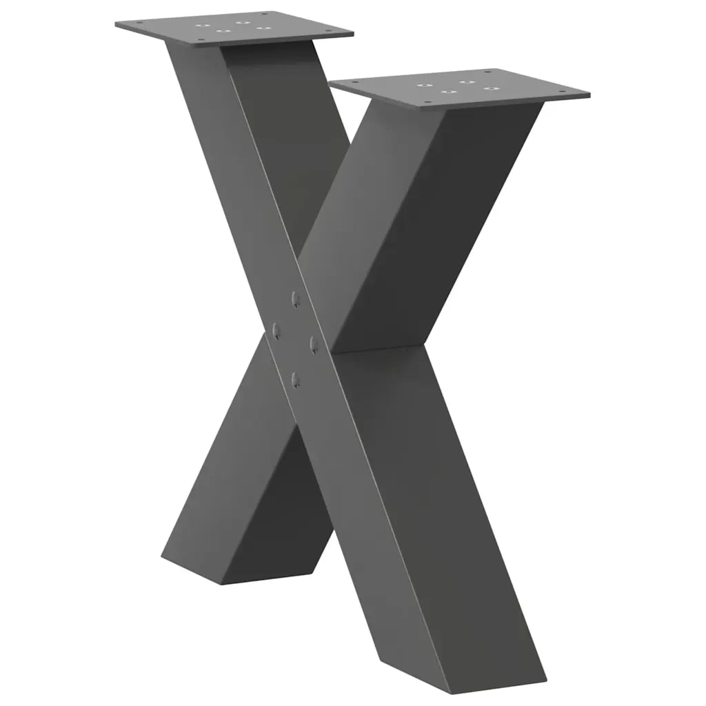 Gambe per Tavolino da CaffÃ¨ a X 2 pz Antracite 60x(42-43) cm Acciaio