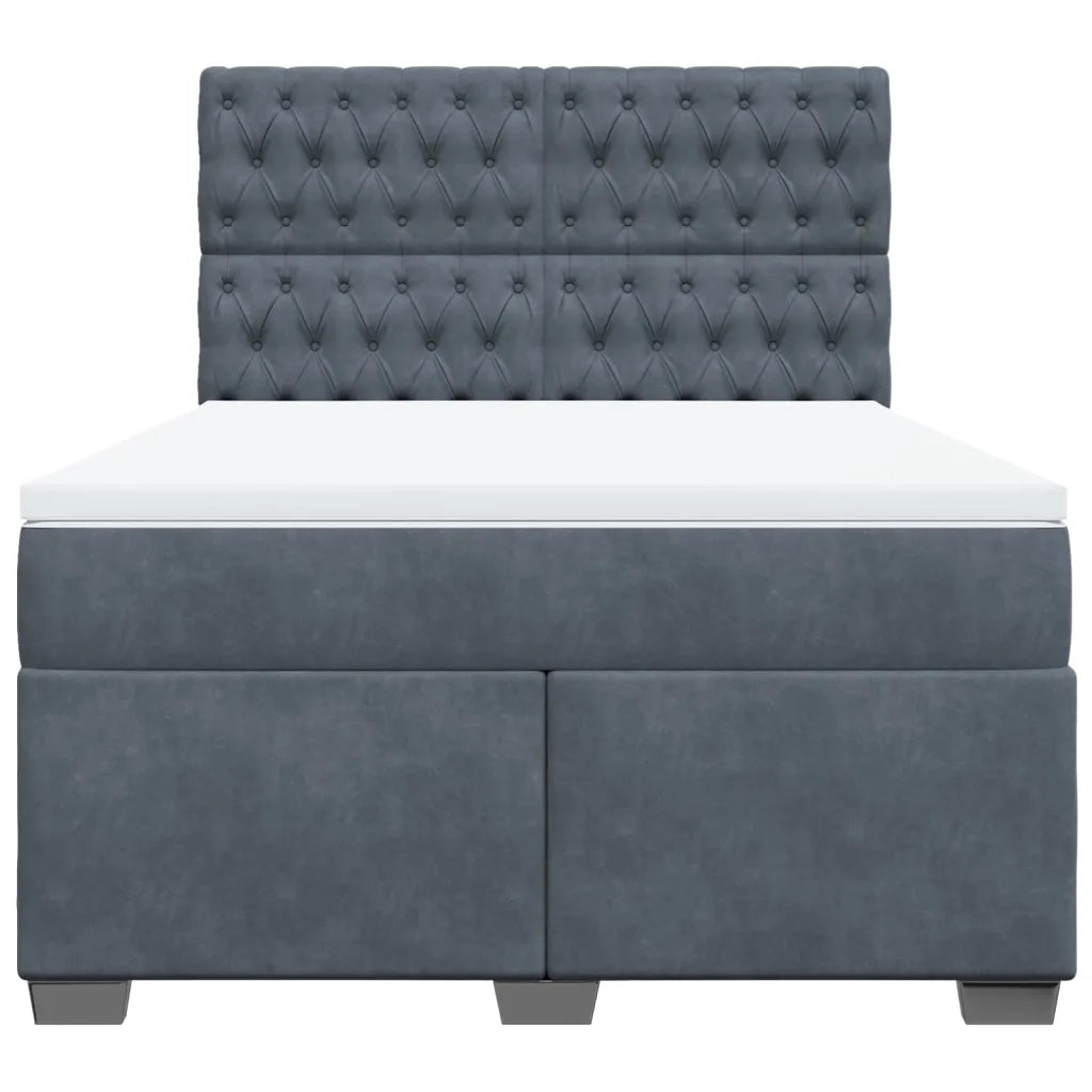 Giroletto a Molle con Materasso Grigio Scuro 160x200 cm Velluto
