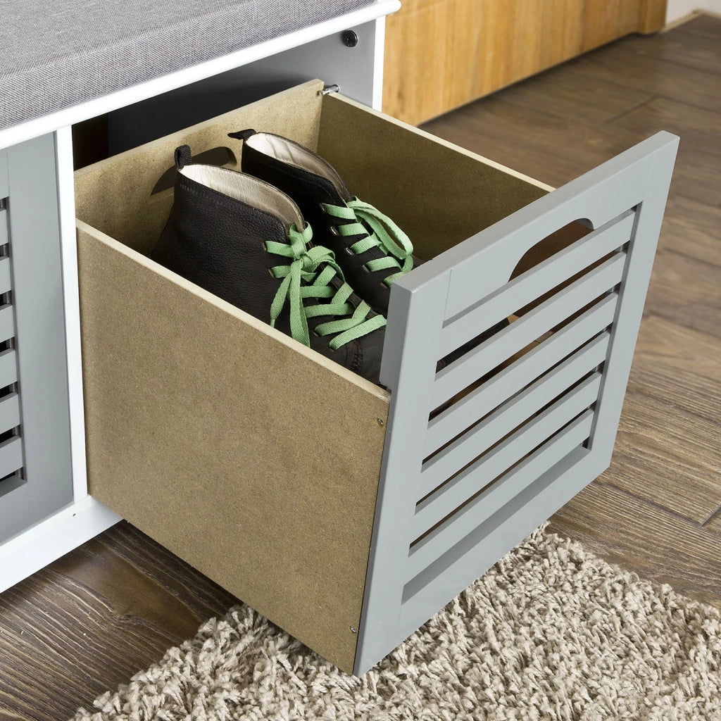 SoBuy Panca scarpiera ingresso con seduta con Contenitore per legna da interno L105xP35xA43 cm grigio FSR23-HG