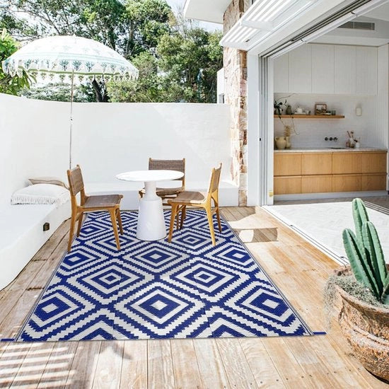 Tapijt esterno impermeabile 120 x 180 cm - tappeto da giardino reversibile - tappeto da campeggio portatile - facile da pulire - degenere da picnic - tappeto esterno per balcone - terrazza - giardino - patio - spiaggia