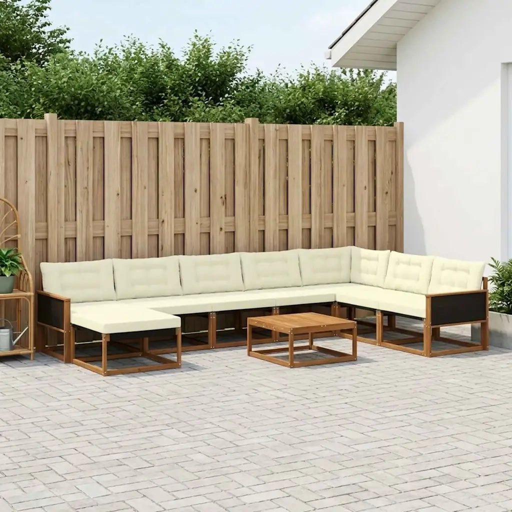 Set di divani da esterno con cuscino 9 pcs Naturale e Crema 3381622