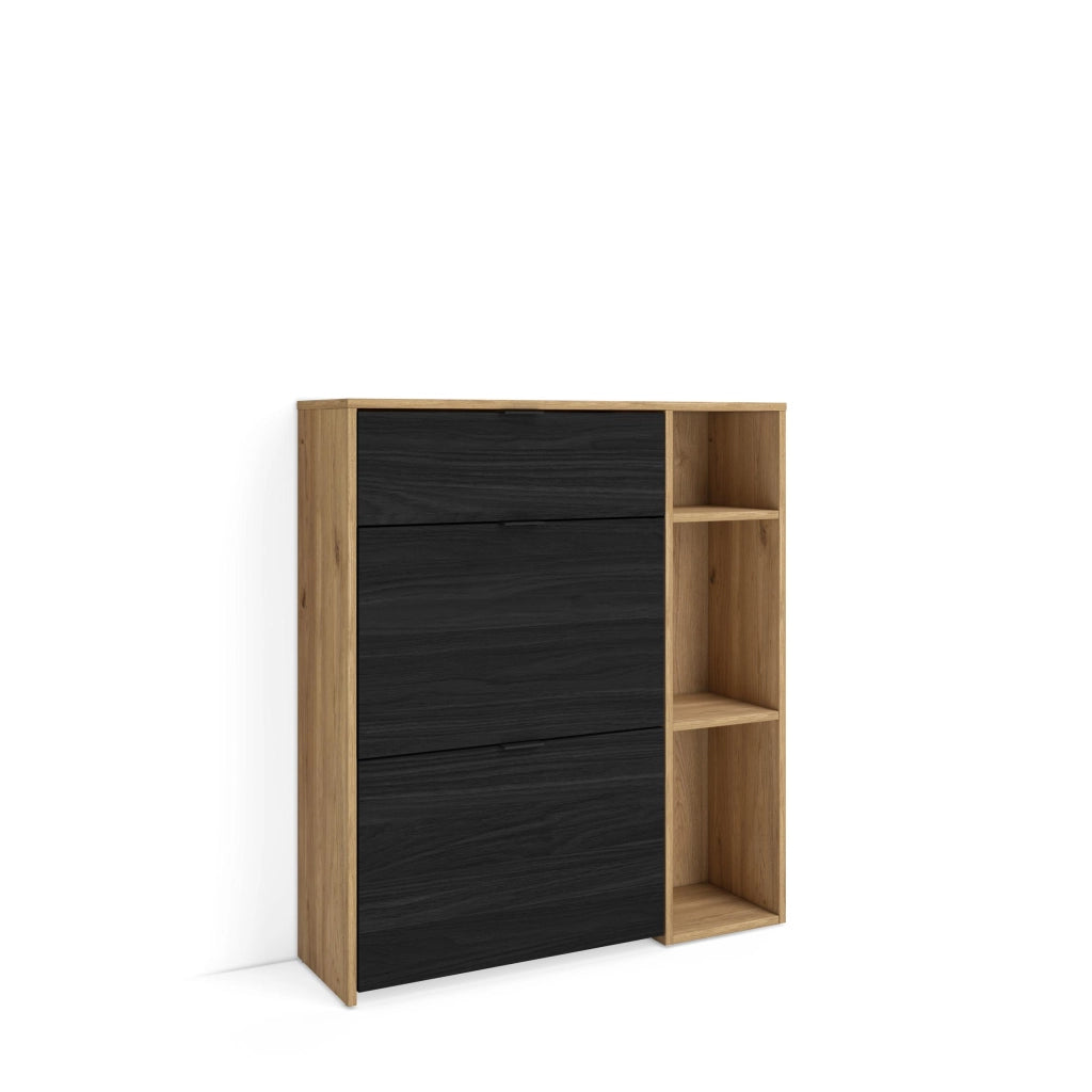 Scarpiera Ingresso, 90x27x102cm, 10 paia di scarpe, Armadio, Rovere e nero