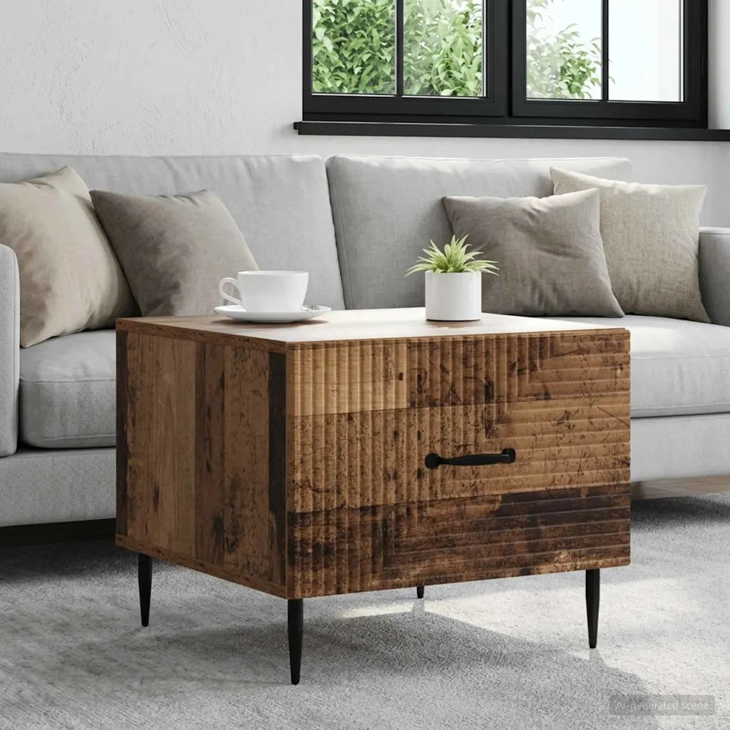 Tavolino da salotto con cassetto Legno antico 49 x 50 x 40 cm 894973
