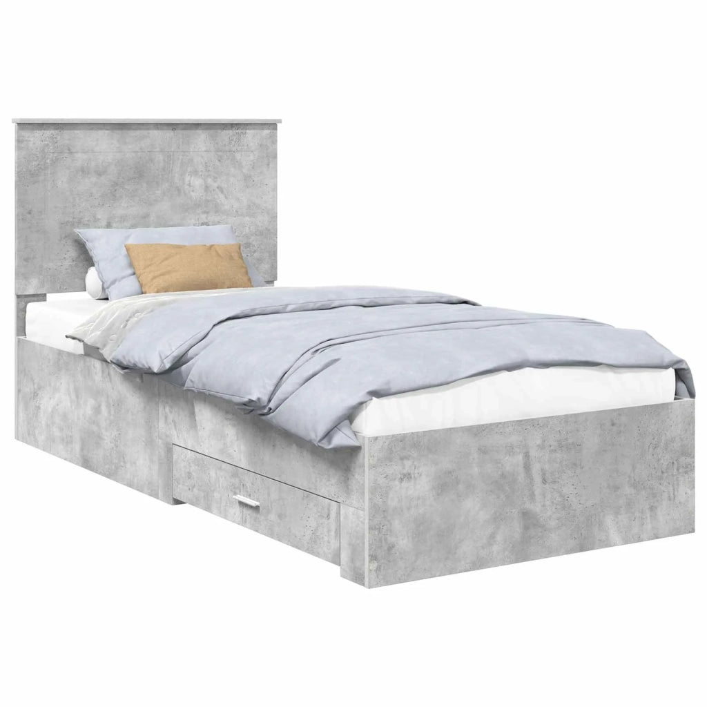 Struttura del letto con testiera-Giroletto con Testiera Grigio cemento 90 x 190 cm 452741