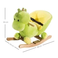 Cavallo a Dondolo per Bambini in Legno Dinosauro, Cavalluccio per Bambini, 60x33x45cm, Verde