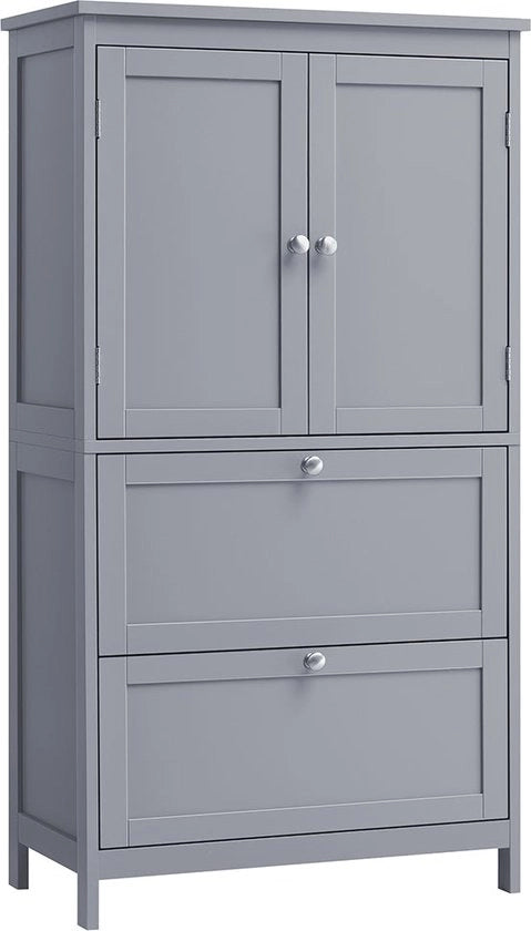Cassettone da bagno - Mobili di archiviazione - Organizzatore - Risparmio di spazio - MDF - Grigio - 30cm x 60cm x 110cm