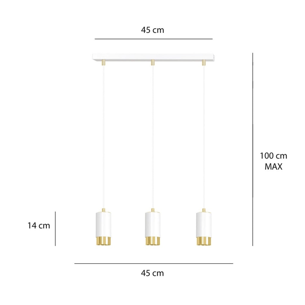 Lampada a sospensione Fumiko in acciaio bianco e oro