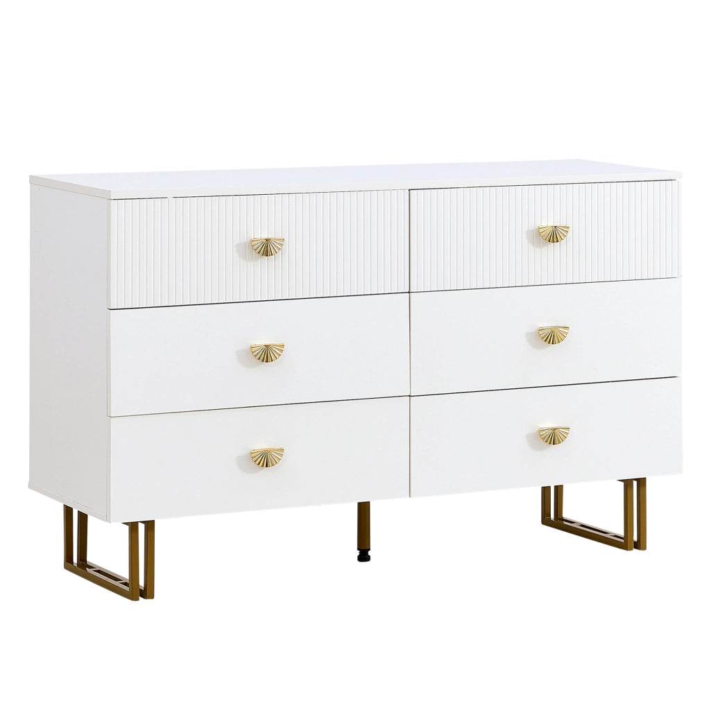 Set sideboard con specchio da parete 80x80 cm; 6 cassetti; MDF; bianco