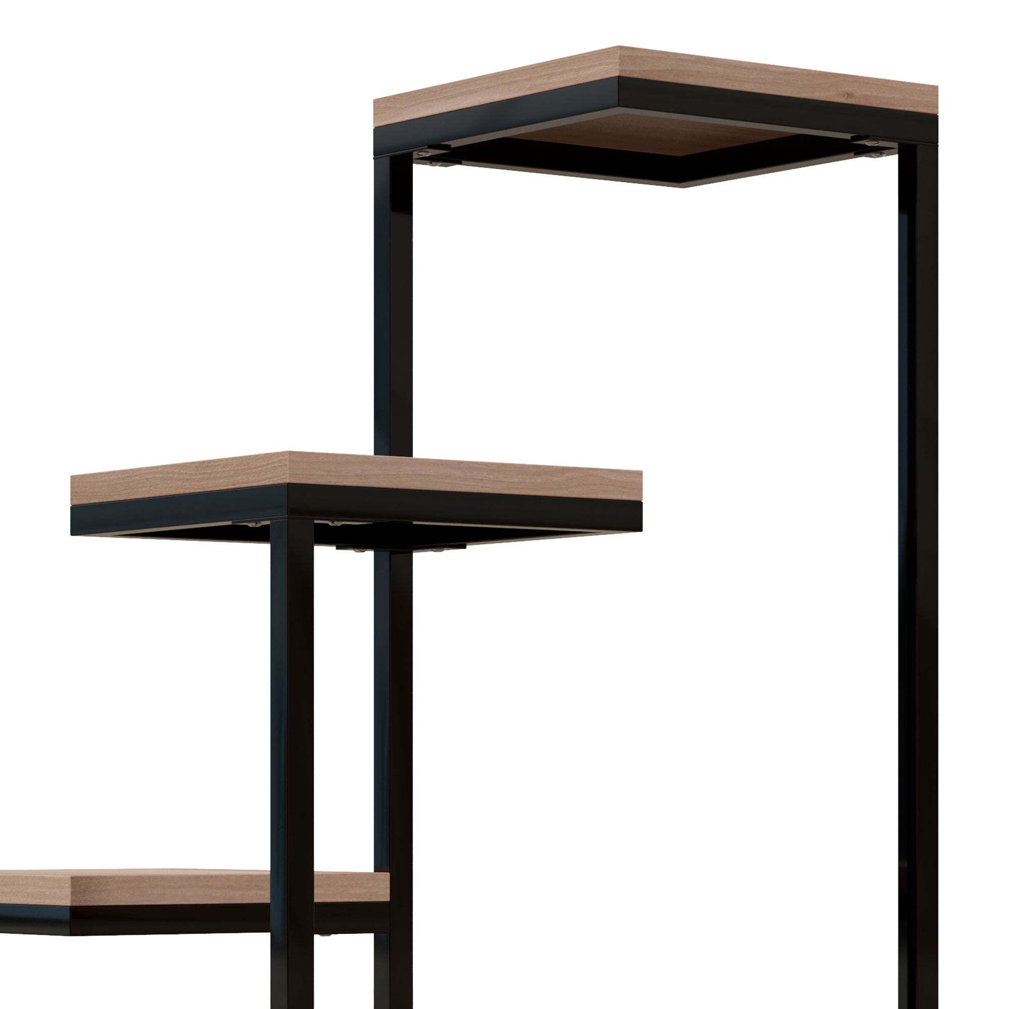 Scaffale per Piante a 4 Livelli 40x40x75,5 cm in Acciaio e Legno Marrone e Nero